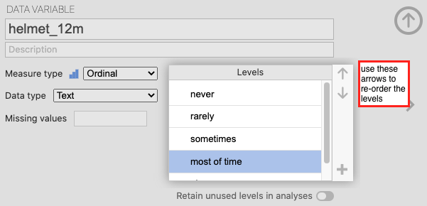 jamovi-change nominal to ordinal