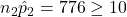 n_2\hat{p}_2 = 776 \ge 10