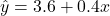 \hat{y}=3.6+0.4x